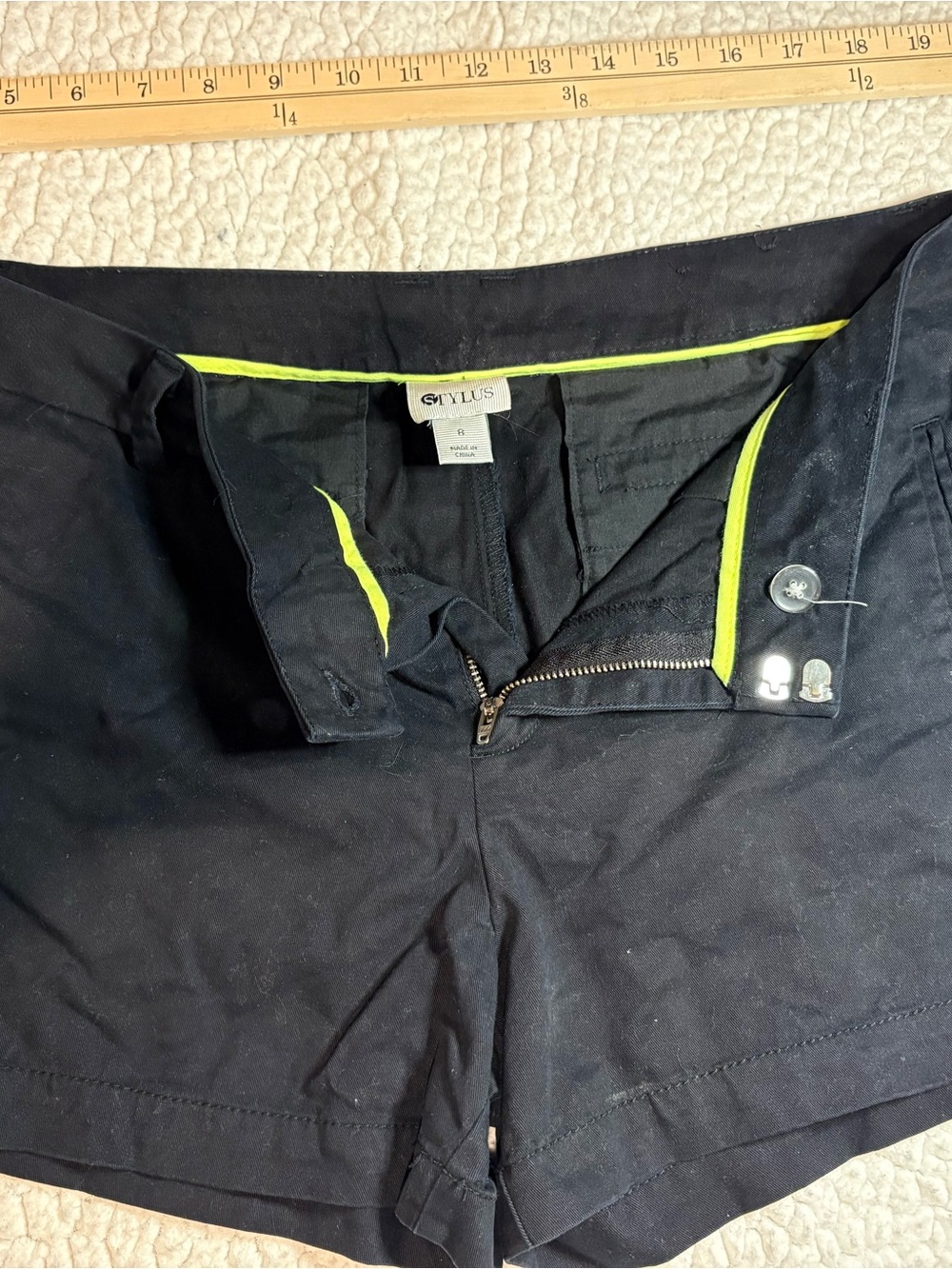 STYLUS Black Shorts with Neon Lime Trim